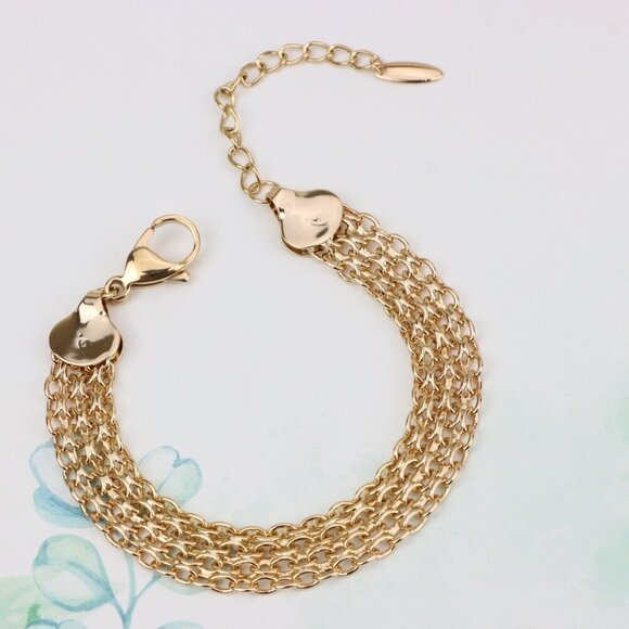 "Elegant Rose Gold Multi-Chain Bracelet with Adjustable Length, XPBL0861 - Picture 3 of 12